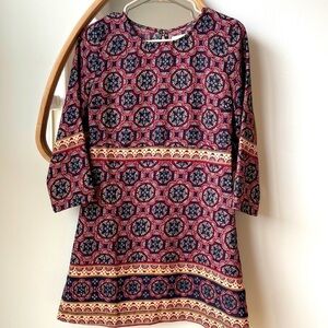 Women’s Abercrombie & Fitch Navy Cream & Burgundy Long Sleeve Mini Dress Sz S